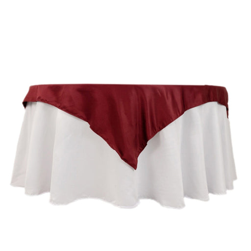 54" x 54" Lamour Satin Square Tablecloth Wedding Party Table Linens TAB_LAMR_5454_BURG
