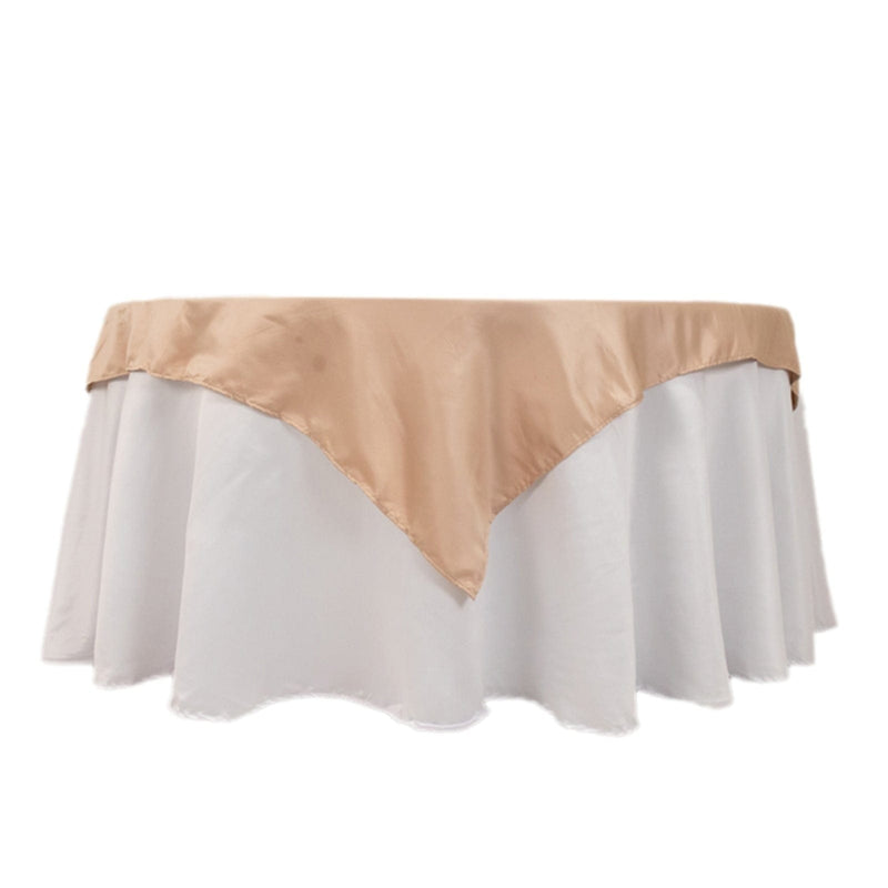 54" x 54" Lamour Satin Square Tablecloth Wedding Party Table Linens TAB_LAMR_5454_NUDE