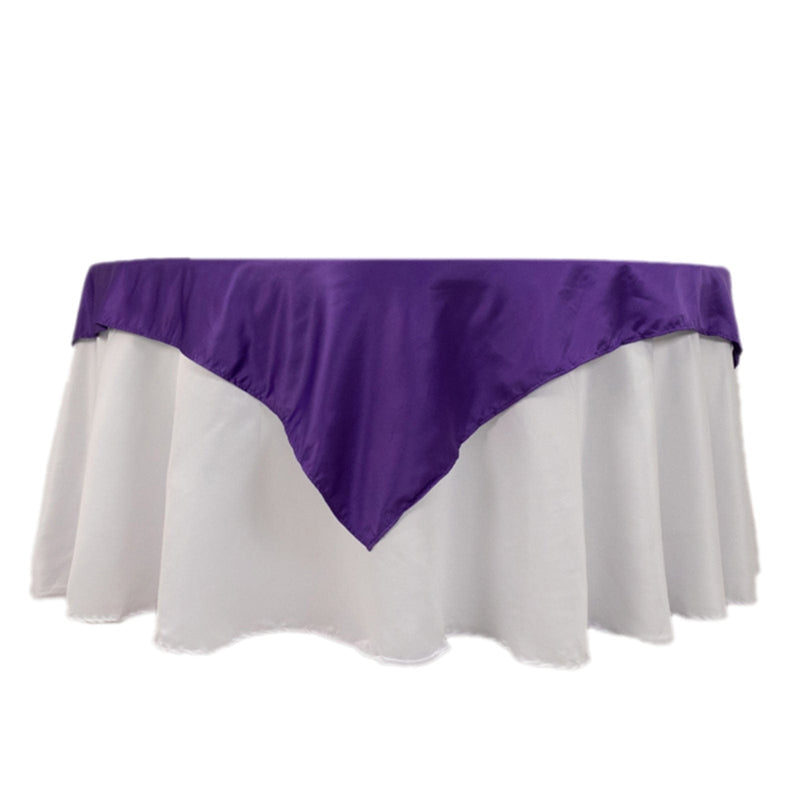 54" x 54" Lamour Satin Square Tablecloth Wedding Party Table Linens TAB_LAMR_5454_PURP