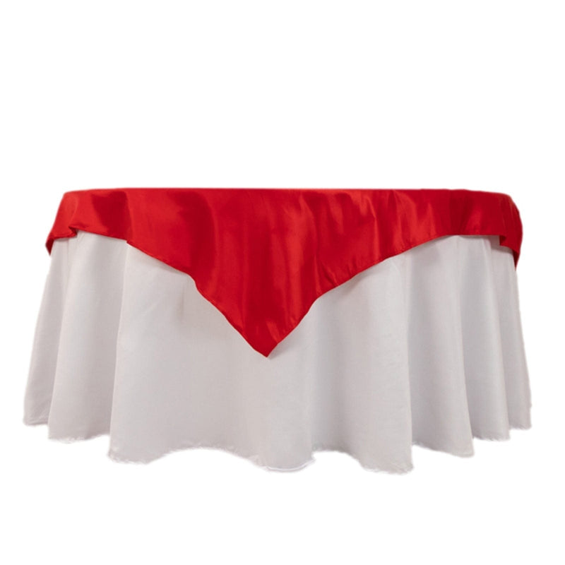 54" x 54" Lamour Satin Square Tablecloth Wedding Party Table Linens TAB_LAMR_5454_RED