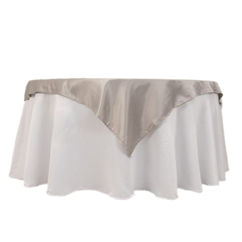 54" x 54" Lamour Satin Square Tablecloth Wedding Party Table Linens TAB_LAMR_5454_SILV