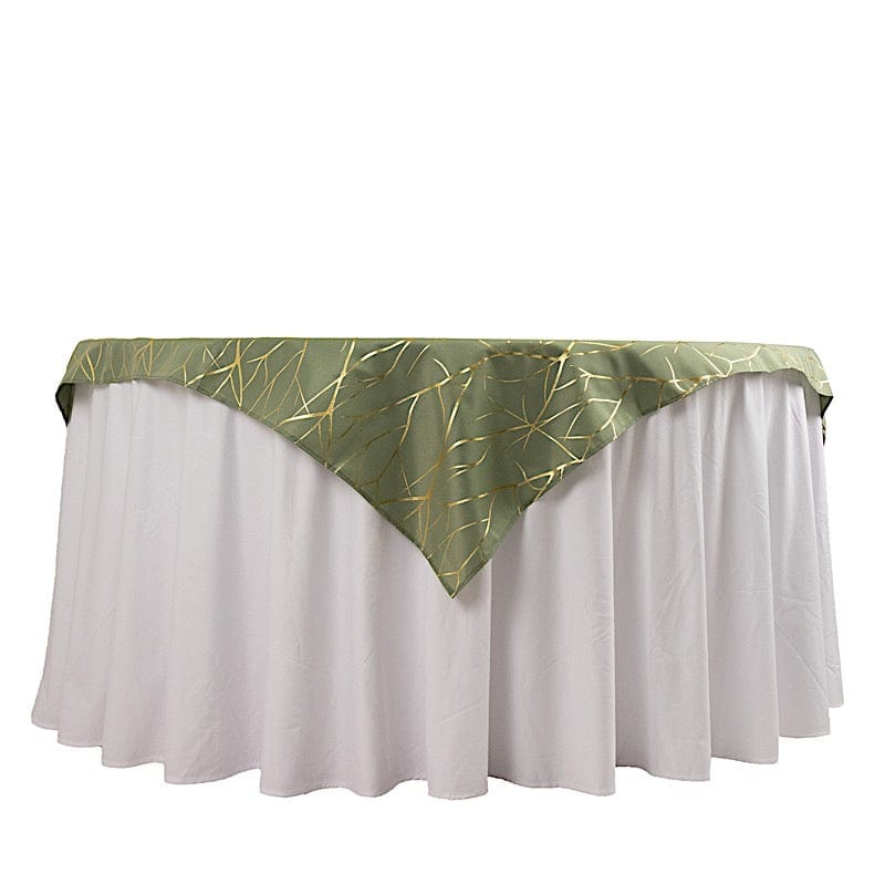 54"x54" Polyester Square Table Overlay with Metallic Geometric Pattern TAB_FOIL1_5454_DSG_G