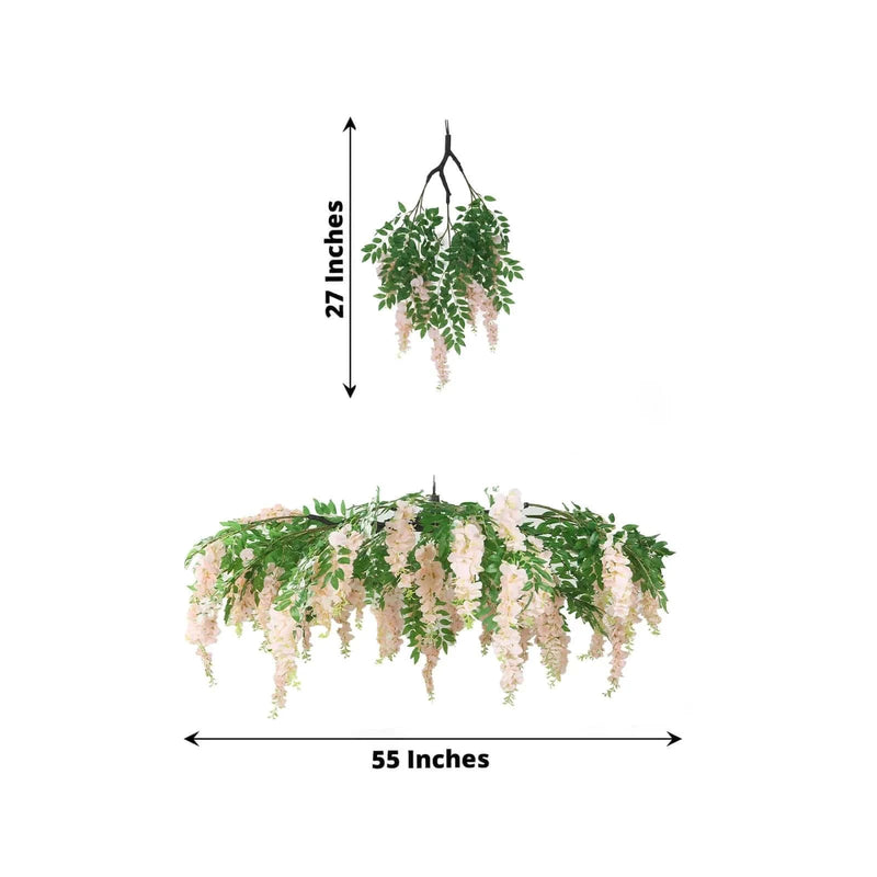 55" Silk Wisteria Vine Hanging Artificial Flower Chandelier