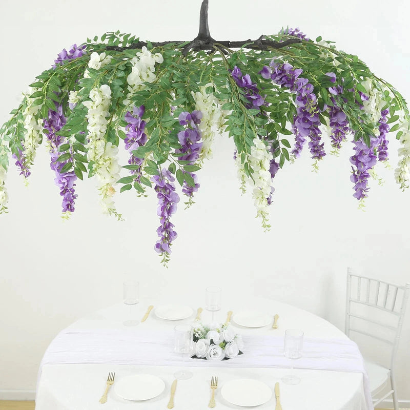 55" Silk Wisteria Vine Hanging Artificial Flower Chandelier