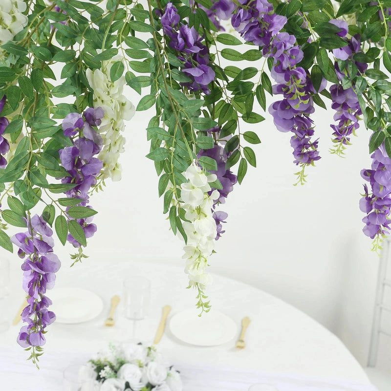 55" Silk Wisteria Vine Hanging Artificial Flower Chandelier