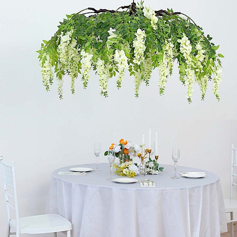 55" Silk Wisteria Vine Hanging Artificial Flower Chandelier