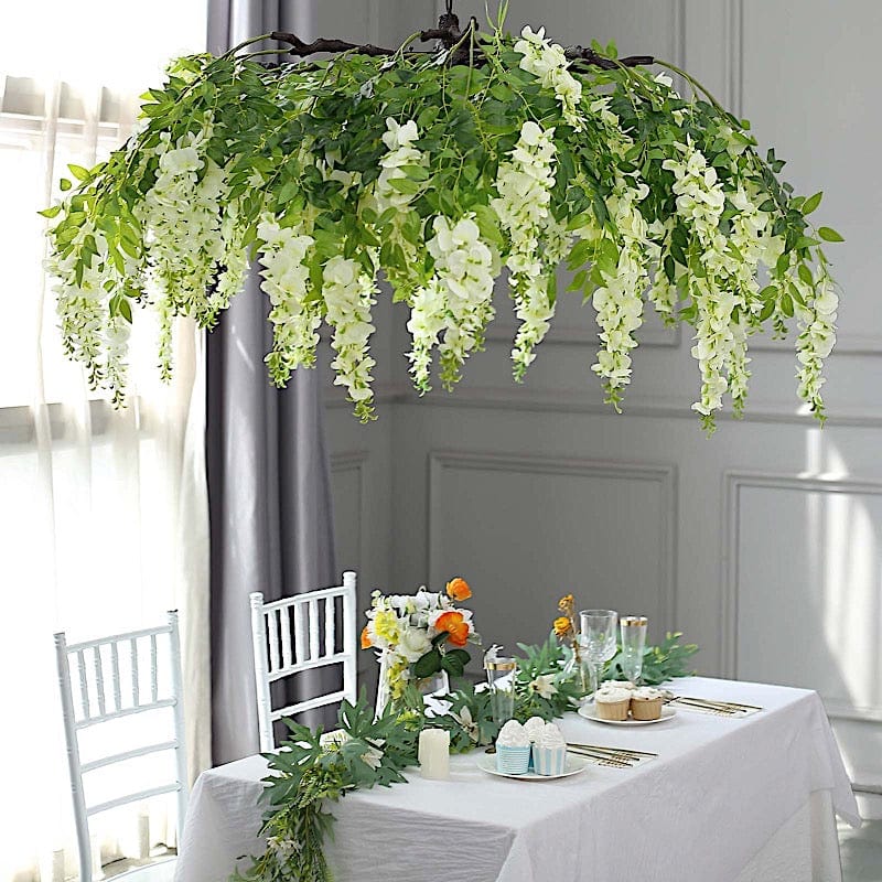 55" Silk Wisteria Vine Hanging Artificial Flower Chandelier