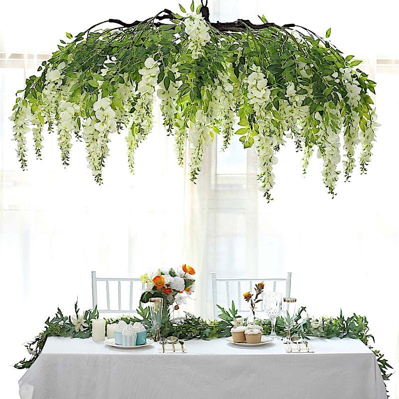 55" Silk Wisteria Vine Hanging Artificial Flower Chandelier