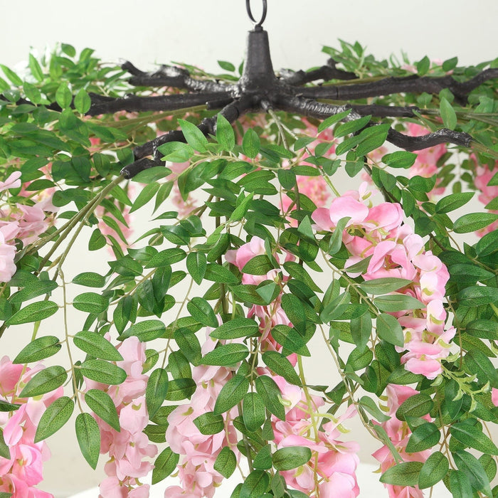 55" Silk Wisteria Vine Hanging Artificial Flower Chandelier