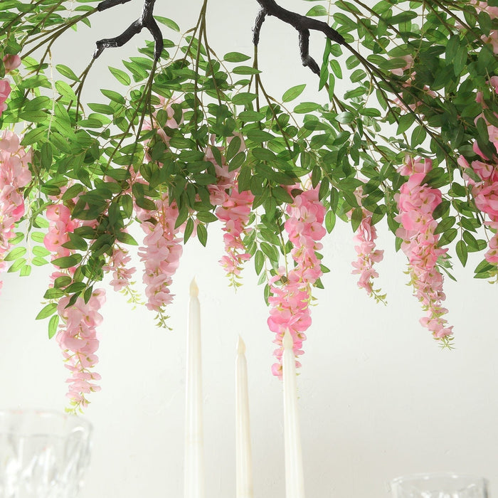 55" Silk Wisteria Vine Hanging Artificial Flower Chandelier