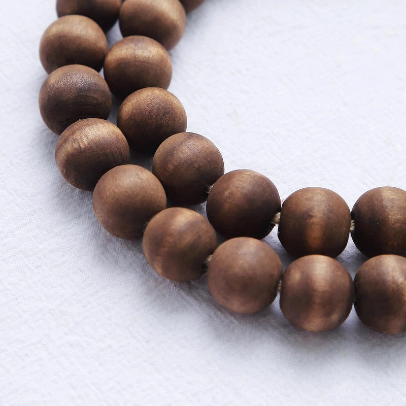 55" Wood Bead Chain with Tassels Hanging Garland