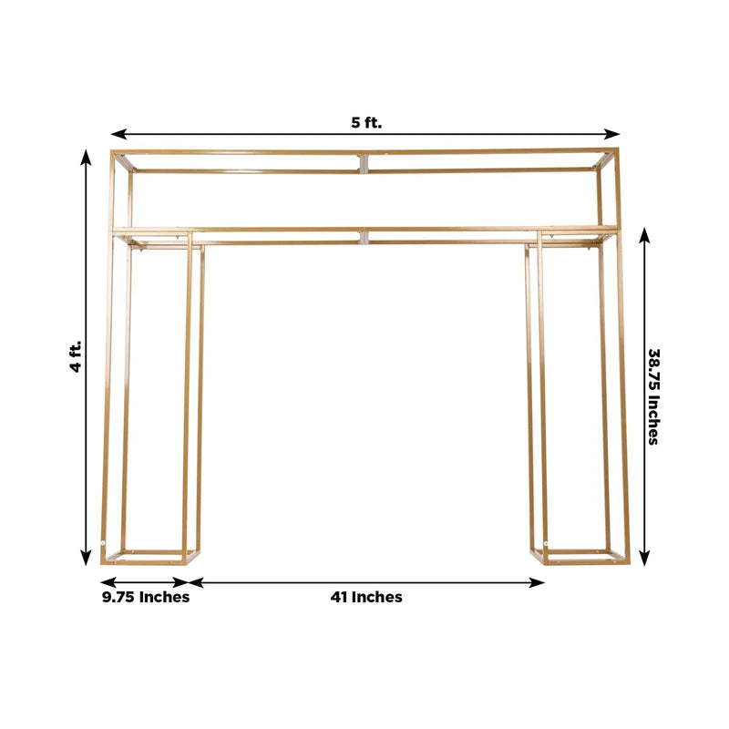 5ft Tall Rectangular Double Frame Table Top Stand - Gold IRON_STNDREC4_48_GOLD