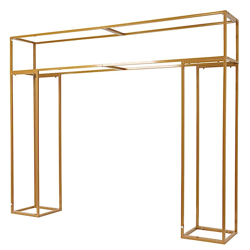 5ft Tall Rectangular Double Frame Table Top Stand - Gold IRON_STNDREC4_48_GOLD