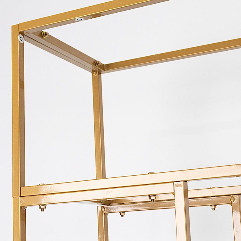 5ft Tall Rectangular Double Frame Table Top Stand - Gold IRON_STNDREC4_48_GOLD