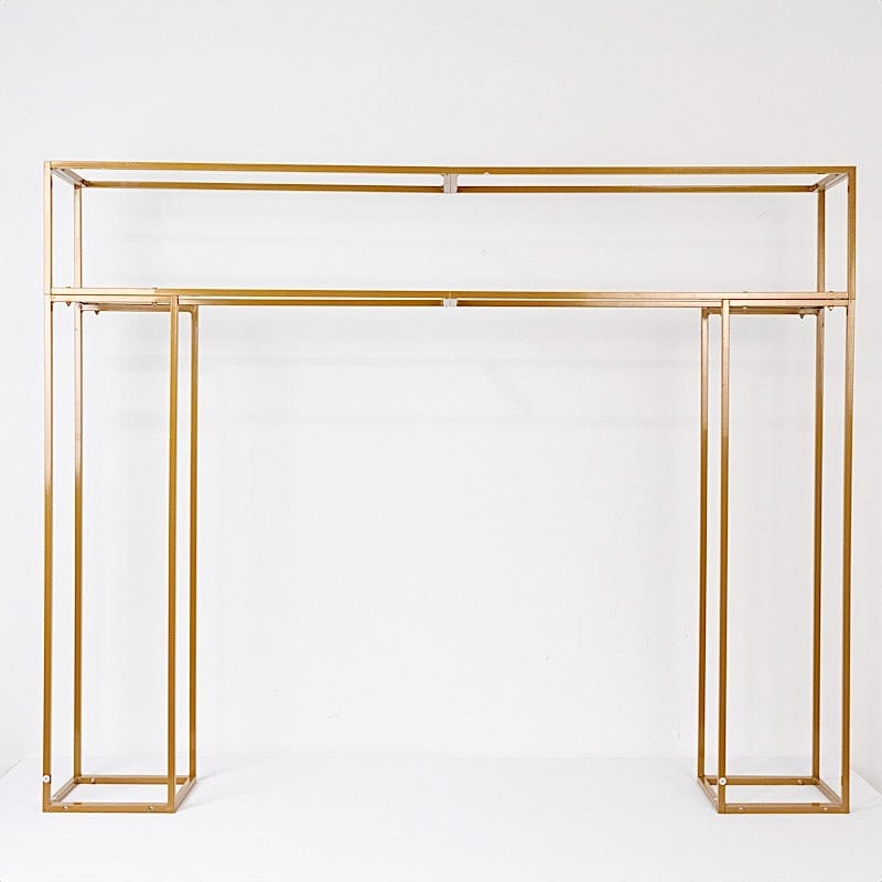 5ft Tall Rectangular Double Frame Table Top Stand - Gold IRON_STNDREC4_48_GOLD