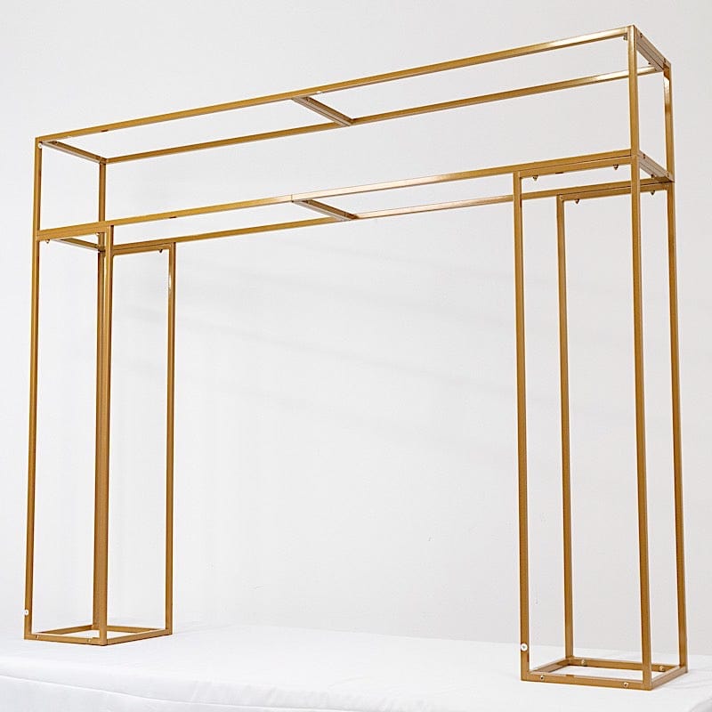 5ft Tall Rectangular Double Frame Table Top Stand - Gold IRON_STNDREC4_48_GOLD