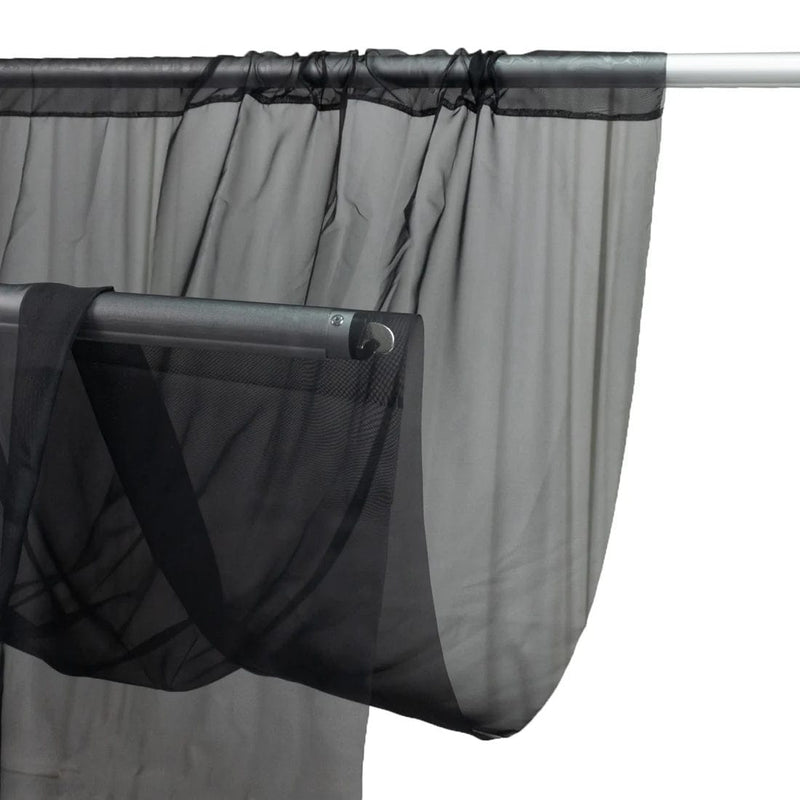 5ft x 20ft Chiffon Sheer Backdrop Curtain Panel Ceiling Drape CUR_PANORGZ_5X20_BLK