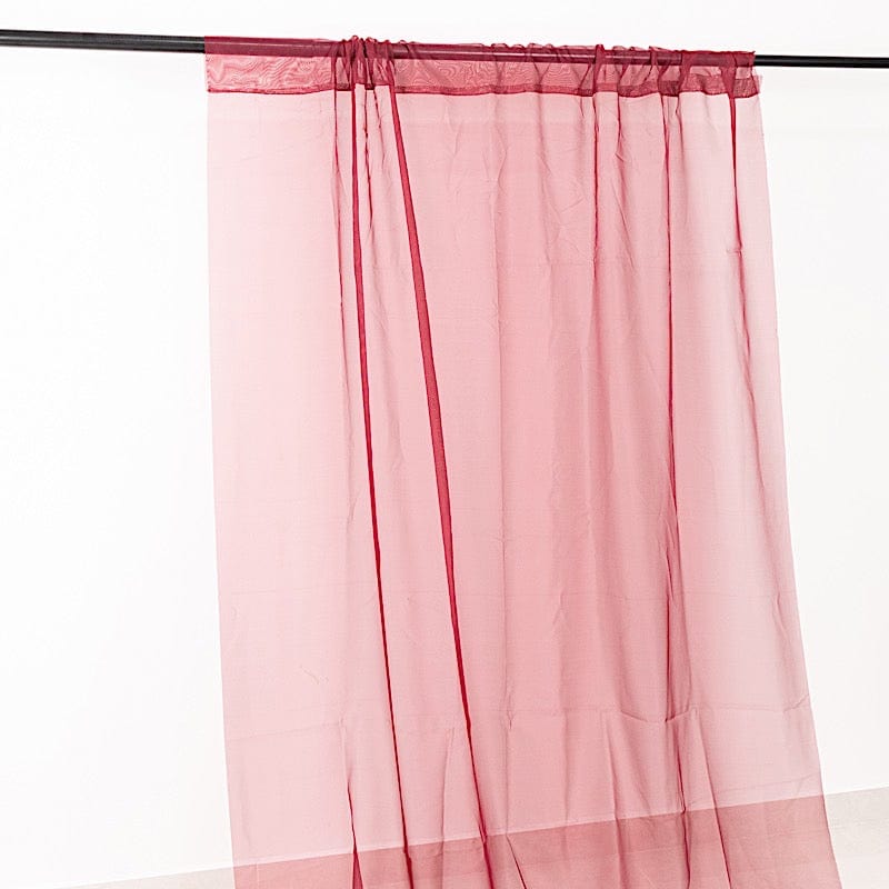 5ft x 32ft Premium Chiffon Sheer Backdrop Curtain Panel Ceiling Drape CUR_PANORGZ_32_BURG