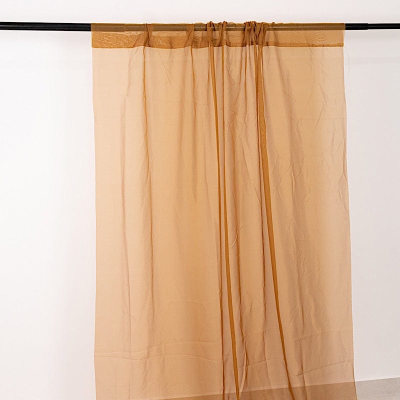 5ft x 32ft Premium Chiffon Sheer Backdrop Curtain Panel Ceiling Drape CUR_PANORGZ_32_GOLD