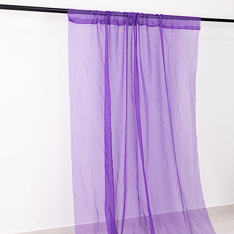 5ft x 32ft Premium Chiffon Sheer Backdrop Curtain Panel Ceiling Drape CUR_PANORGZ_32_PURP