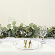 6.5 ft Eucalyptus Garland with Boxwood Leaf and Battery Operated LED Lights - Green LEDSTR_ARTI_GLND_GRN002_A
