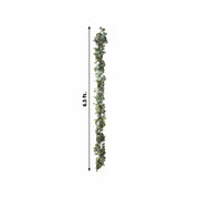 6.5 ft Eucalyptus Garland with Boxwood Leaf and Battery Operated LED Lights - Green LEDSTR_ARTI_GLND_GRN002_A