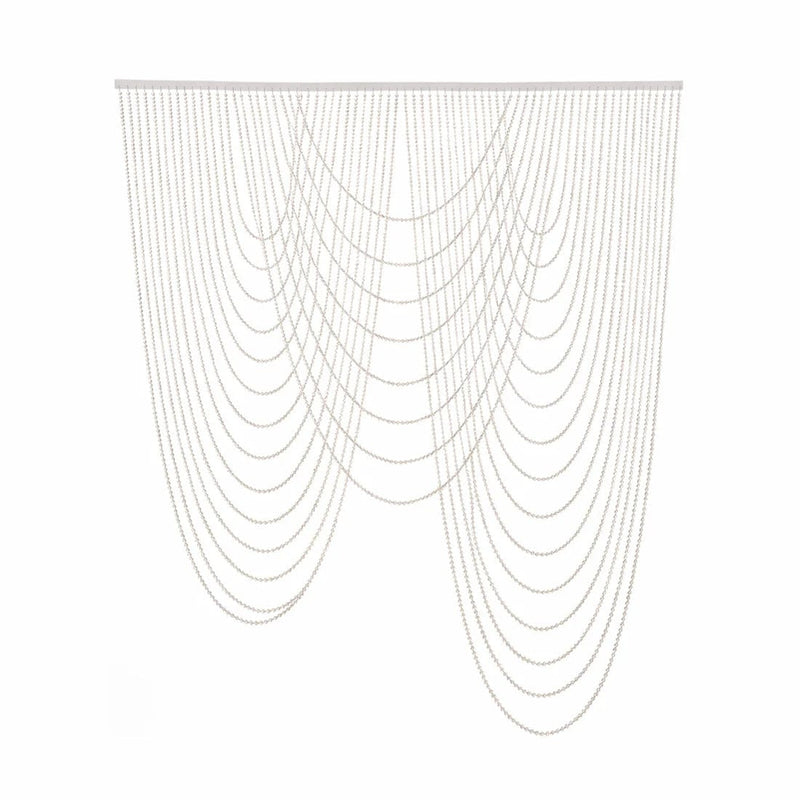 6.5 ft Faux Pearl Beaded Curtain Triple Swag Valance - White CUR_VAL_PRL02_WHT