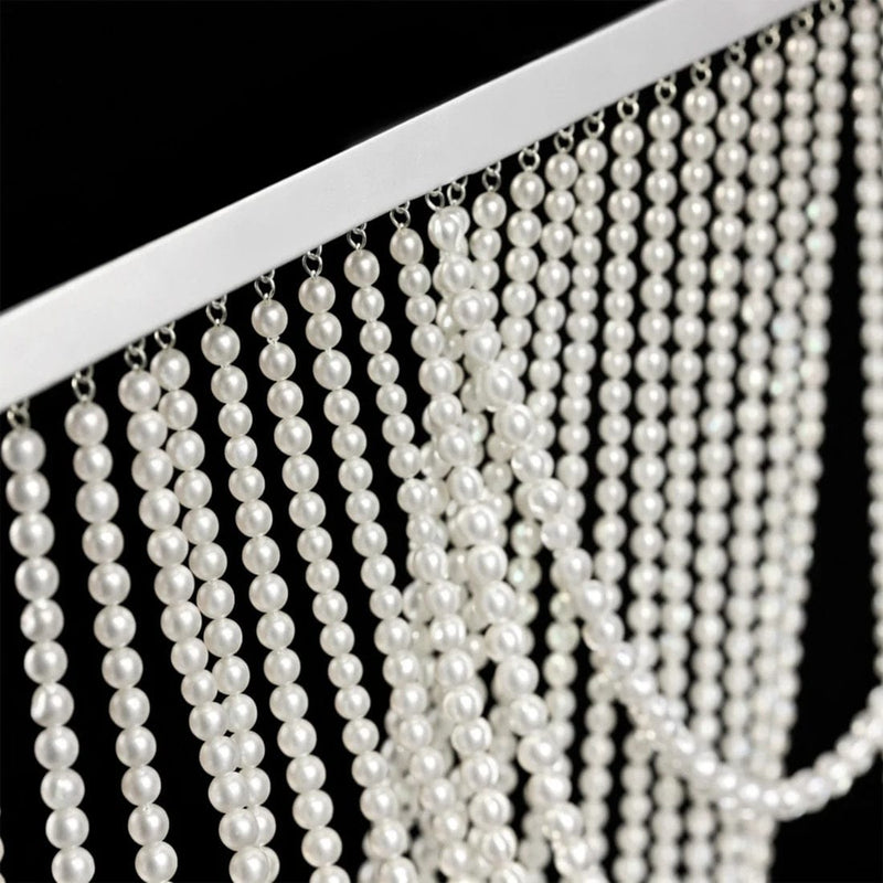 6.5 ft Faux Pearl Beaded Curtain Triple Swag Valance - White CUR_VAL_PRL02_WHT