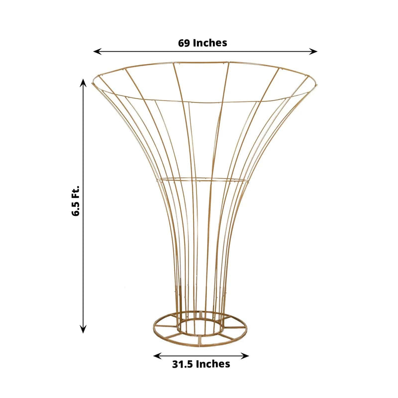 6.5 ft Floor Standing Blossom Metal Tree Flower Frame - Gold IRON_STND17_80_GOLD