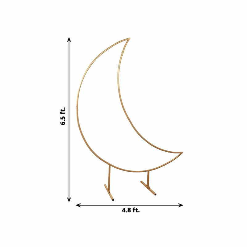 6.5 ft Metal Crescent Moon Wedding Arch Backdrop Stand - Gold BKDP_STND_MOON_7_GOLD