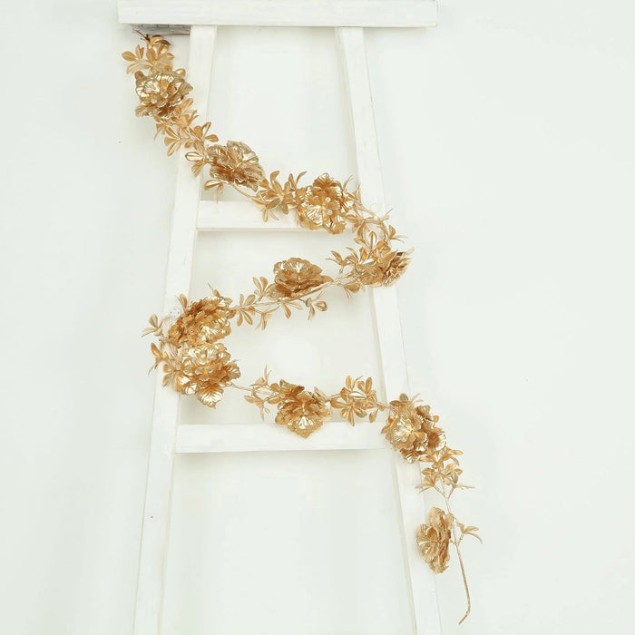 6.5 ft Metallic Artificial Magnolia and Jasmine Leaves Garland - Gold ARTI_METLIC32_GOLD