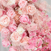 6.5 ft Wedding Arch with Roses, Hydrangeas and  Chrysanthemums Silk Floral Half Crescent Wedding Arch - White and Pink ARTI_BKDP_STND_15_M_MIXWHTPK