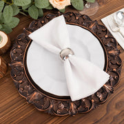 6 Acrylic 13" Aristocrat Style Charger Plates with Ornate Embossed Rim - Dark Brown CHRG_PLST0003W_BRN