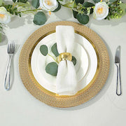 6 Acrylic 13" Charger Plates with Wheat Pattern Gold Rim