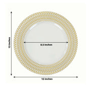 6 Acrylic 13" Charger Plates with Wheat Pattern Gold Rim