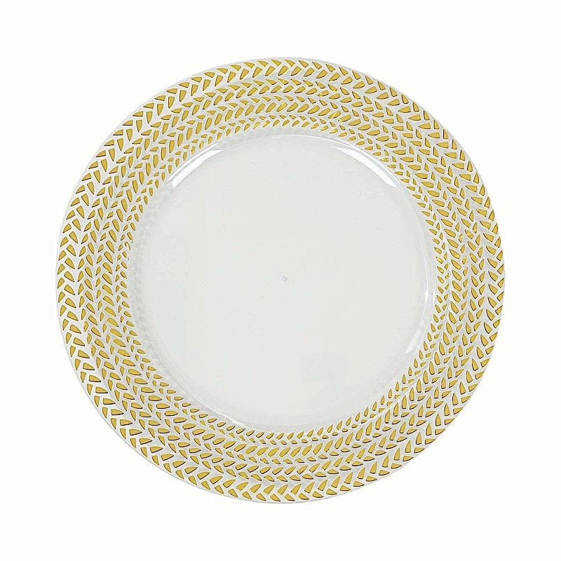 6 Acrylic 13" Charger Plates with Wheat Pattern Gold Rim CHRG_PLST0051_CLGD