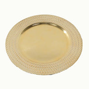 6 Acrylic 13" Charger Plates with Wheat Pattern Gold Rim CHRG_PLST0051_GOLD