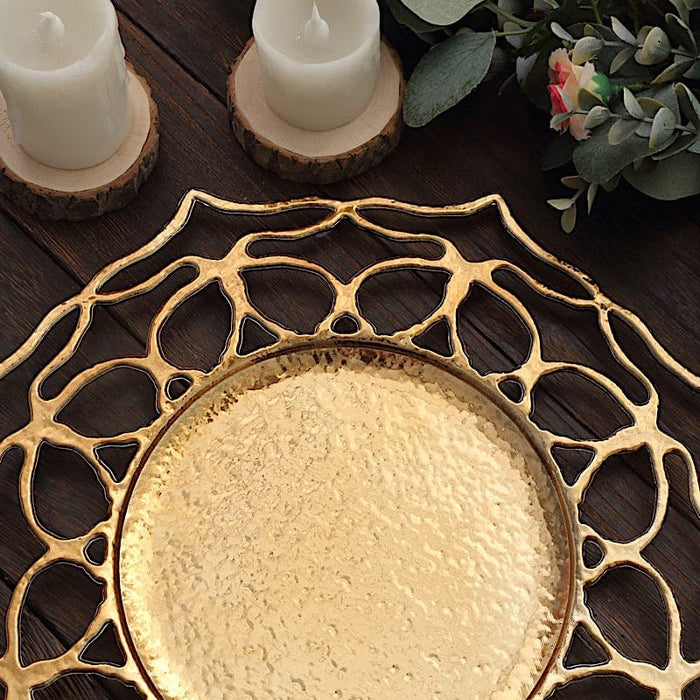 6 Acrylic 13" Floral Cutout Charger Plates - Gold CHRG_PLST0034_GOLD