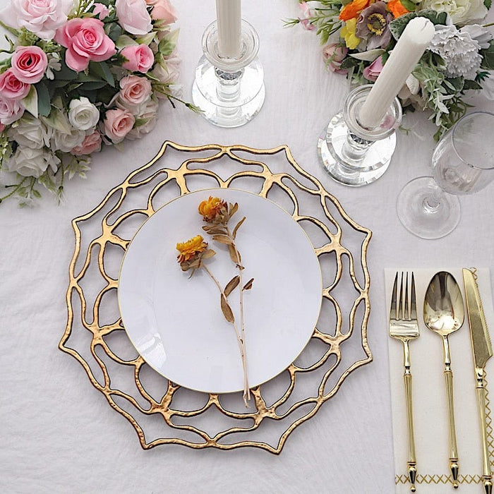 6 Acrylic 13" Floral Cutout Charger Plates - Gold CHRG_PLST0034_GOLD