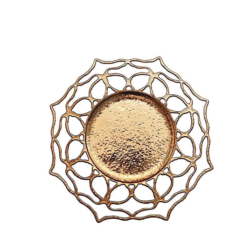 6 Acrylic 13" Floral Cutout Charger Plates - Gold CHRG_PLST0034_GOLD