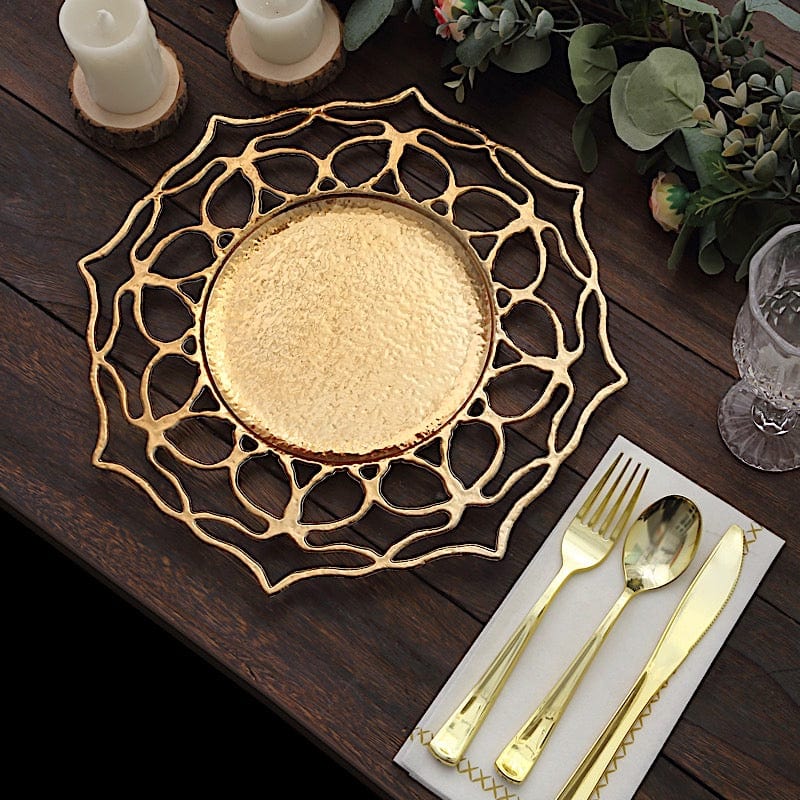 6 Acrylic 13" Floral Cutout Charger Plates - Gold CHRG_PLST0034_GOLD