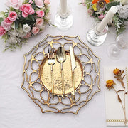 6 Acrylic 13" Floral Cutout Charger Plates - Gold CHRG_PLST0034_GOLD