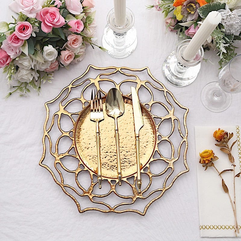 6 Acrylic 13" Floral Cutout Charger Plates - Gold CHRG_PLST0034_GOLD