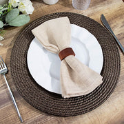 6 Acrylic 13" Natural Plastic Rattan-Like Charger Plates - Brown CHRG_PLST0022_BRN