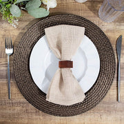 6 Acrylic 13" Natural Plastic Rattan-Like Charger Plates - Brown CHRG_PLST0022_BRN