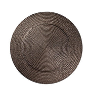 6 Acrylic 13" Natural Plastic Rattan-Like Charger Plates - Brown CHRG_PLST0022_BRN