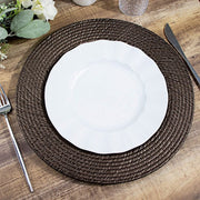 6 Acrylic 13" Natural Plastic Rattan-Like Charger Plates - Brown CHRG_PLST0022_BRN
