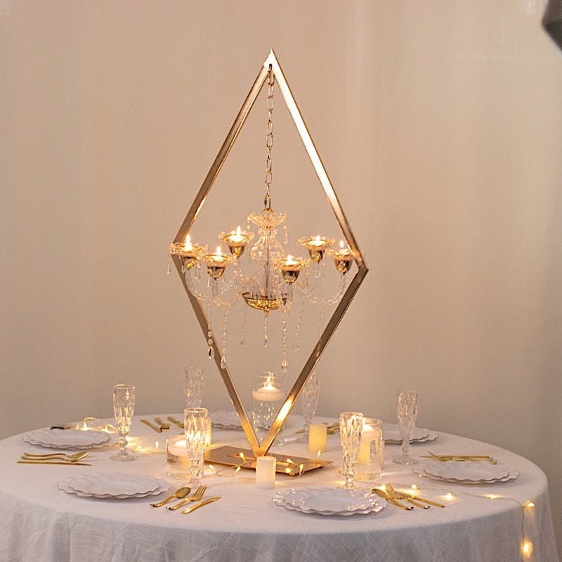 6-Arm Acrylic Grand Table Centerpiece with Candle Holders - Gold CHDLR_CAND_040_6_GOLD