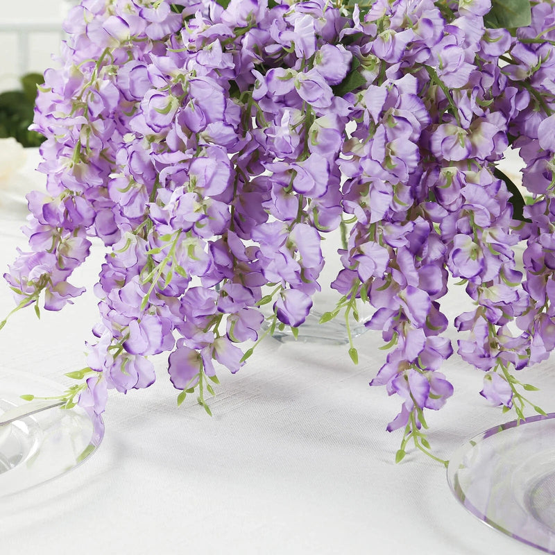 6 Artificial 21" Wisteria Silk Flowers Bushes Hanging Vines