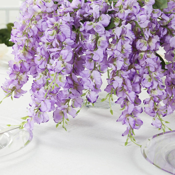 6 Artificial 21" Wisteria Silk Flowers Bushes Hanging Vines